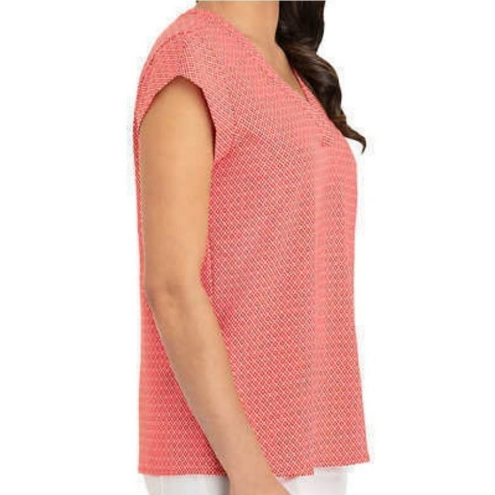 Hilary Radley red and white patterned top sz S